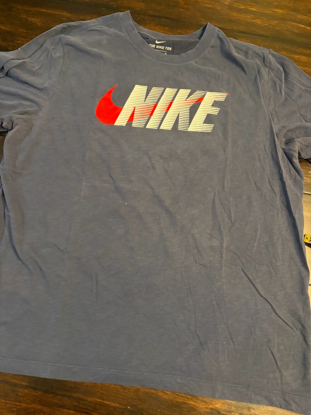 Nike Men’s Dri-Fit Navy Short-Sleeve Logo T-Shirt - Red Swoosh size xl